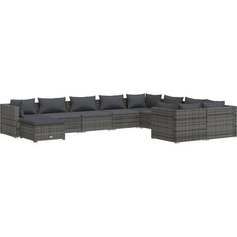 Maison Exclusive - 10-tlg. Garten-Lounge-Set mit Kissen Poly Ratt (1/5)