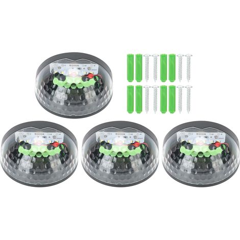 Lampe murale d'extérieur étanche en demi-cercle à 6led, 4 pièces, énergie solaire, coque noire, lumière blanche