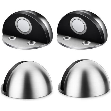 Pair - Butoir de Porte 4 Pièces Butoir Porte Magnetique Acier Inoxydable Arrêts de Portes Door Stoppers avec Vis de Montage et 3M Colles pour Protéger la Porte et Mur Chambre à Coucher Salon Cuisine(A (1/5)