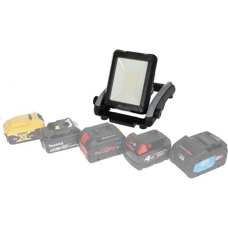 Projecteur portatif sans fil 20W – 2500 lumens – Blanc froid 5000K – Compatible batteries 18V Bosch, DeWalt, Makita, Milwaukee (1/5)