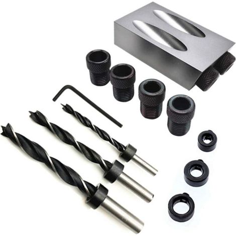Pocket Hole Jig Set -14 Pieces Pocket Hole Dowel Jig Kit 15° Woodworking Kit Woodworking Guide Oblique Hole Positioner 6/8/10mm Woodworking Drill Locator Set