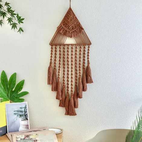Macrame - Suspension Murale En Coton - Décoration Bohème Pour Chambre Salon Bureau - 45x72 cm - 1 Pièce (1/5)