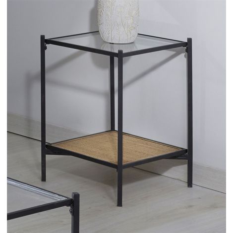 Oksama Beistelltisch aus Metall/Rattan, 37 x 37 x 55 cm. 37 x 37 x 55 cm (1/3)