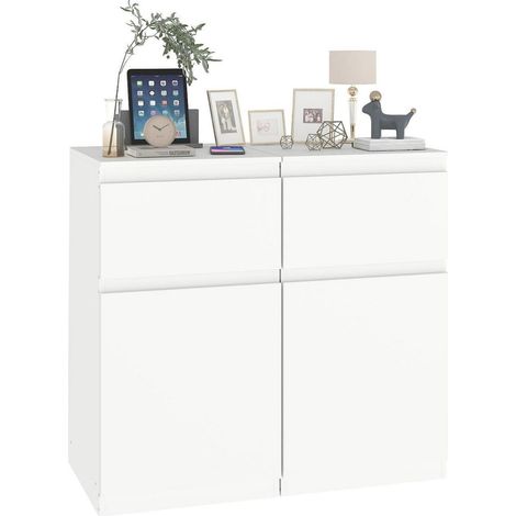 2er-Set Kommode Weiß mit 1 Schublade & 1 Tür, Nachttisch & Beistellschrank (1/5)