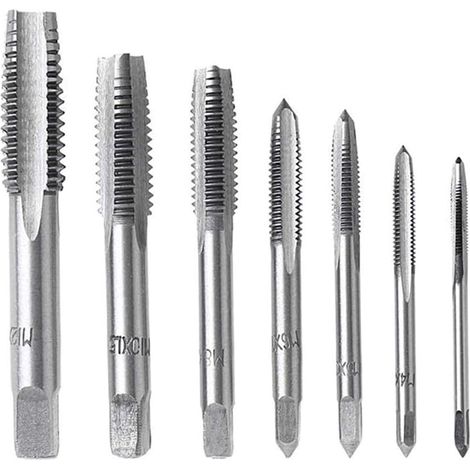 Juego de 7 machos de roscar M3, M4, M5, M6, M8, M10 y M12 con punta espiral métrica, máquina de recubrimiento de nitruración, herramienta de roscado para taladro