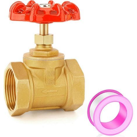 1-piece brass industrial gate valve, DN25 1" Npt female, with wheel handle (1/3)