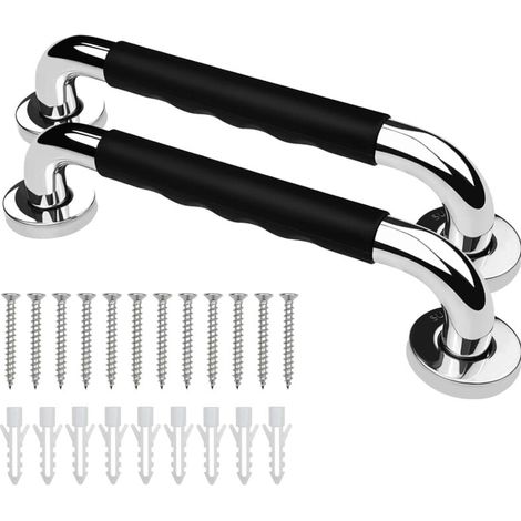 Haltegriff für die Toilette, 30 cm, 2er-Set, rutschfester Haltegriff für das Badezimmer, Dusch-/Badewannenstangen, Handlaufstütze aus Edelstahl, Duschgriff für ältere Menschen/Behinderte/Kinder/Schwan (1/3)