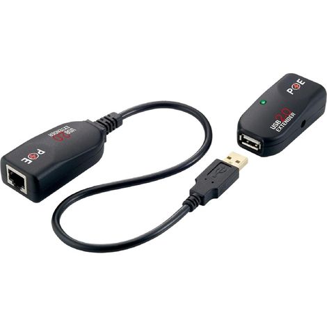Extenseur USB 2.0 avec alimentation sur Ethernet Cat5e et 6 50m - Noir