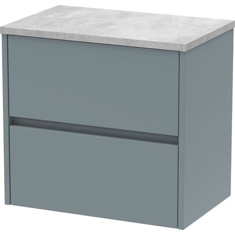 Chartley Contemporary 2 Drawer Wall Hung Vanity Unit with Laminate Worktop, 600mm