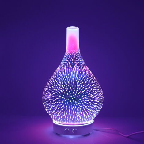 Diffuseur d'huiles essentielles Diffuseur d'air électrique Humidificateur pour huiles essentielles Diffuseur d'arôme à ultrasons 120 ML Arrêt Automatique pour Bureau à Domicile Spa (3D-Glass) NPTERBL- (1/5)