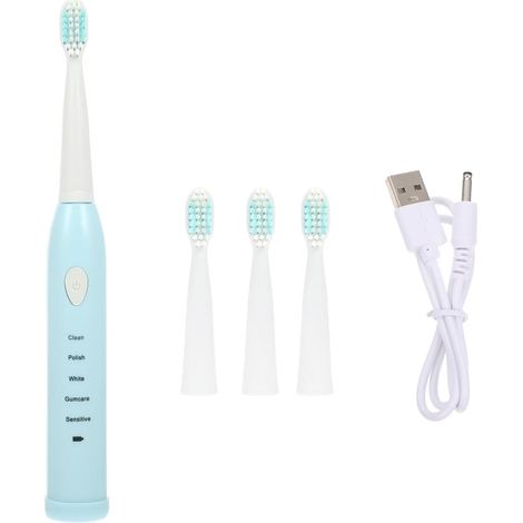 Brosse à Dents Électrique Nettoyage en Profondeur Étanche pour Garçon et Filles 5 Modes, Poils Doux en Abs, Rechargeable USB pour Usage Quotidien (1/5)