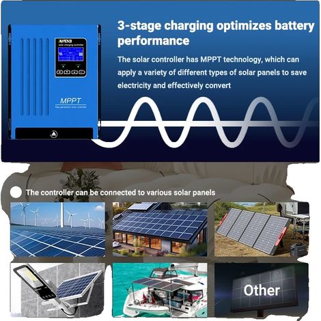Controlador de carga solar, corriente nominal de 80 A, pantalla LCD, ANJ-MPPT-48V-80A, 80 A (1/5)