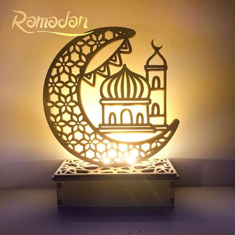 Décoration Ramadan LED en Bois Sculpté Lumineuse et Durable pour Table (1/5)