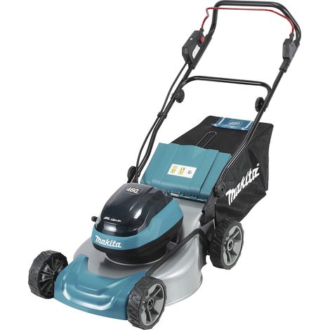Makita DLM 466 PT2 Akku Rasenmäher 36 V ( 2x 18 V ) 46 cm Brushless + 2x Akku 5,0 Ah + Ladegerät