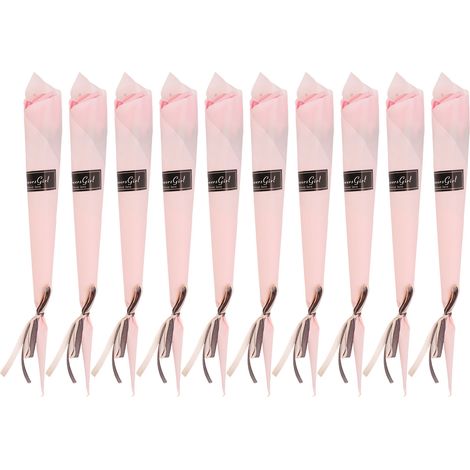 Lot de 10 savons en forme de rose aux détails raffinés, ornés de roses artificielles. Parfaits pour la décoration de la maison, du bureau ou d'un café, ou comme cadeau pour les fêtes.