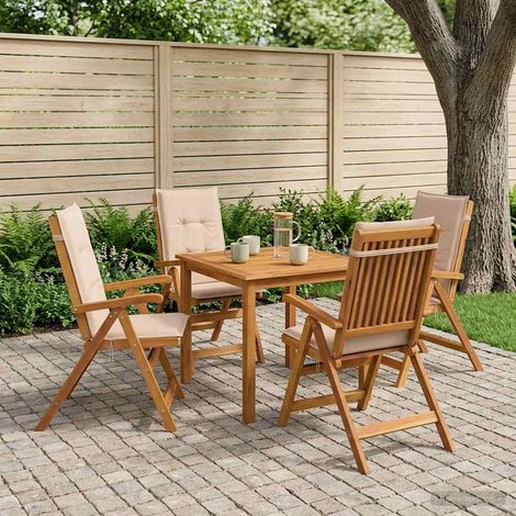 vidaXL Set da pranzo da giardino 5 pezzi 4-Posti Beige (1/5)