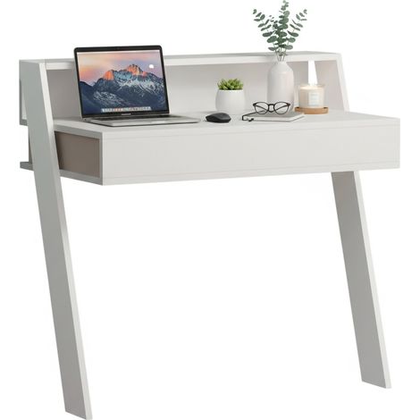 Scrivania Imperatori, un Cassetto, Materiale Piano in Legno Nobilitato, Colore Ripiano Bianco, 94x50x91h cm Bianco