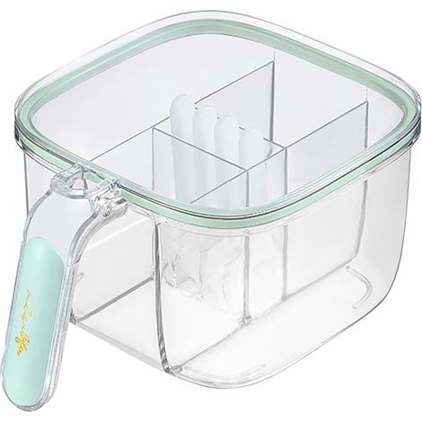 Condiment Set - 4 Compartments With Central Spoon Holder - Acrylic Spice Organizer Rack - For Kitchen Countertop Use - 1 Set (1/5)