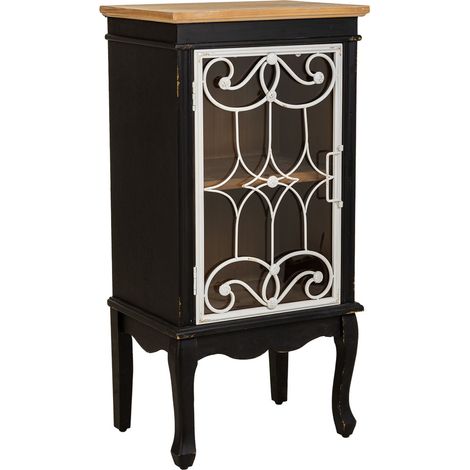 Vitrina de madera y metal negra 50x36x100.5