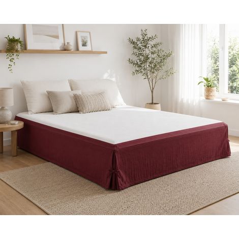 Cache-sommier 160 x 200 cm Double Gaze de Coton GAÏA Bordeaux – Qualité Haut de Gamme