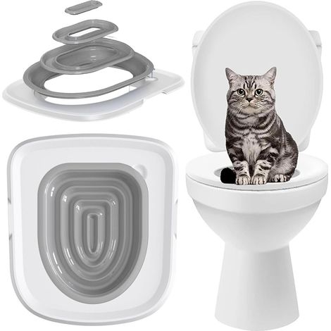 Professionelles Katzentoilettentraining-System, Set zur Erziehung Ihrer Katze zur Benutzung der Toilette, wiederverwendbarer universeller Urinalsitz, kompatibel mit Kätzchen. (1/5)