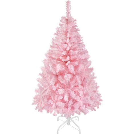 Yaheetech Albero di Natale 154 cm Artificiale Folto Alberi Effetto Realistico con Supporto in Metallo Pieghevole Portatile Decorazione Natalizia per Casa Negozio Rosa