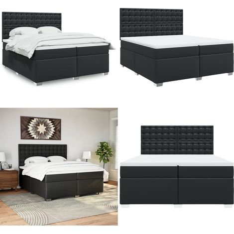 Boxspringbett mit Matratze Schwarz 200x200 cm Kunstleder - Boxspringbett - Doppelbett - Schlafsystem - Luxusbett - Hochwertiges Bett - Home & Living (1/5)