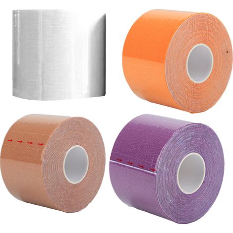 Bande élastique sportive physiologique neuromusculaire pour muscles articulations 4 pièces blanc chair orange violet (1/5)