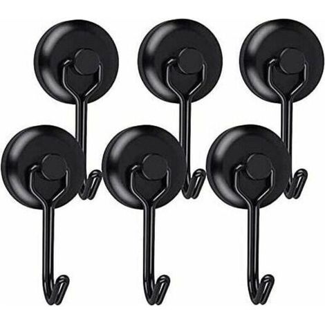 Starker Magnethaken, Neodym-Magnet, schwarz, drehbarer Magnethaken, Magnethaken für Küche, Geschirrtuch, Brett, 6er-Pack, T-Audace