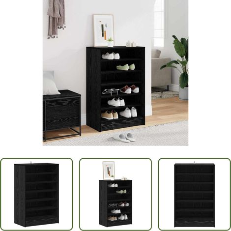 vidaXL Schuhschrank Eichen-Optik - Schuhschrank Schwarz Eichen-Optik 60 x 35 x 92 cm Holzwerkstoff (1/5)