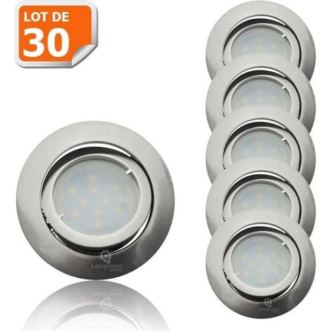 Lot de 30 Spot Led Encastrable Complete Satin Orientable lumière Blanc Chaud eq. 50W ref.209 (1/5)