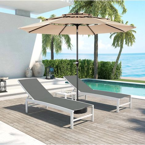 Sonnenschirm 10FT mit Kurbel Kippfunktion Stahl Khaki OKMYHOME (1/5)