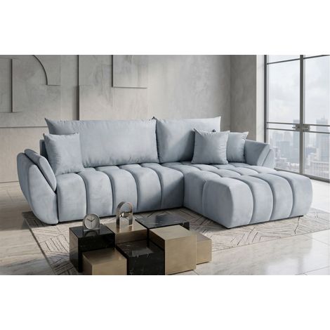 Ecksofa Schlafsofa Sofa COLLIN in Stoff Monolith Hellgrau Ottomane Rechts (1/5)