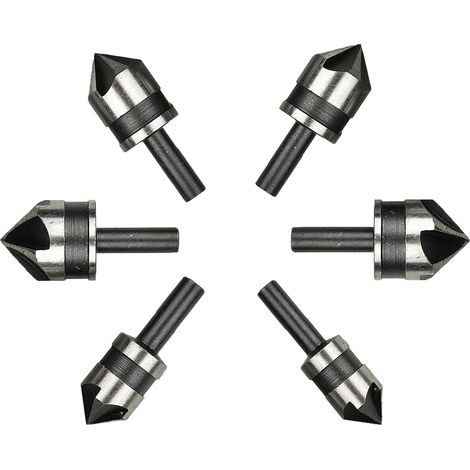 Outils de fraisage à chanfreiner, 6 fraises coniques HSS, outil de chanfreinage pour bois, outils à tête de chanfrein, 5 fraises à chanfreiner, pour bois et métal à changement rapide (1/5)