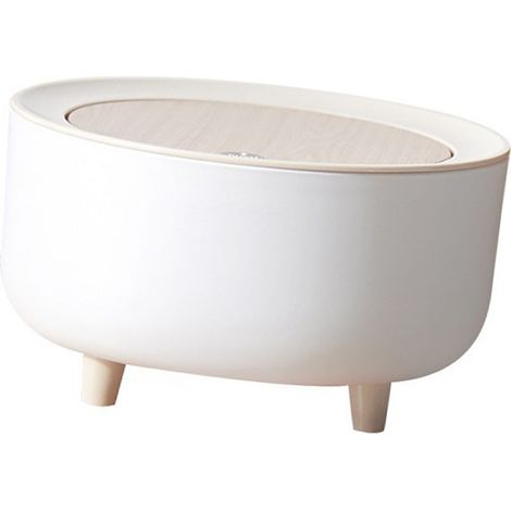 Poubelle de bureau, corbeille à papier à bouton-poussoir pour salon, corbeille à déchets pour bureau (épluchures et déchets de fruits), petite corbeille à papier avec couvercle pour dortoir (1/5)