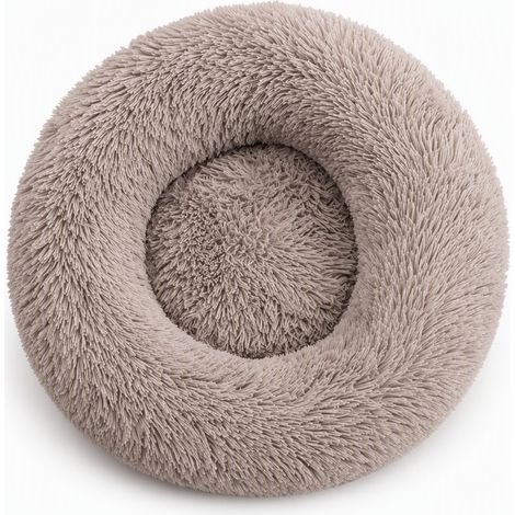 Niche ronde en fausse fourrure douce marron beige 40 x 35 cm (1/5)
