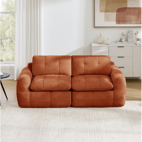 Sofá modular de 2 plazas de chenilla naranja, 194 x 97 x 68 cm, sin montaje OKMYHOME (1/5)