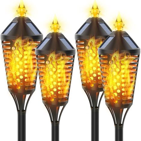Luz solar de antorcha, linterna de jardín, antorcha solar para exteriores, impermeable, luces solares con efecto de llama, decoración para jardín, patio y caminos (paquete de 2) IP65 (1/5)