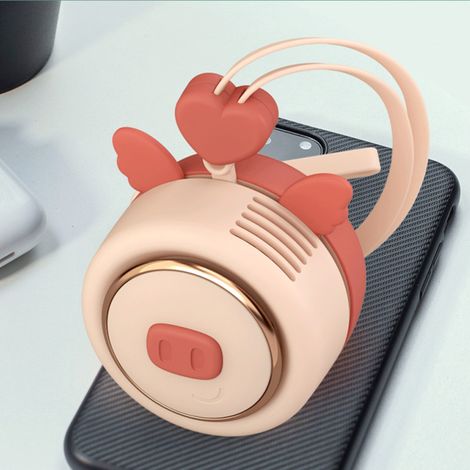 Mini-USB-wiederaufladbarer Haustierventilator, tragbar, ohne Rotorblätter, mit Kabel, für Kinder und Schüler, rosa (mit eingebautem Akku) (1/5)
