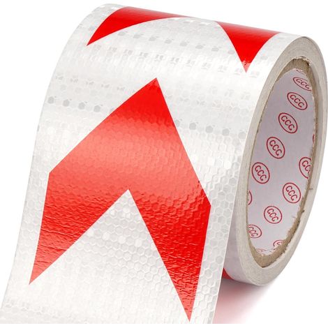 Bande Reflechissante Autocollante, 10cmx10m Ruban Réfléchissant Autocollant Ruban Adhésif Réfléchissant Rouge et Blanc,Ruban Adhesif Reflechissant Securite,Rubalise Rouge et Blanc pour Voiture (1/5)