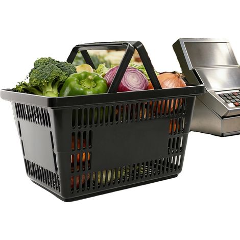 Contenitori portaoggetti, grande capacità 28 litri, confezione da 12, maniglia pieghevole, forma rettangolare, stile moderno (1/5)
