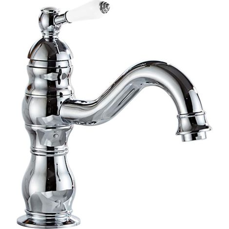 Einloch-Waschtischarmatur, Einhebel-Waschtischarmatur (poliert, kurz, ausgestattet mit einem 60 cm langen 3/8"-Schlauch)