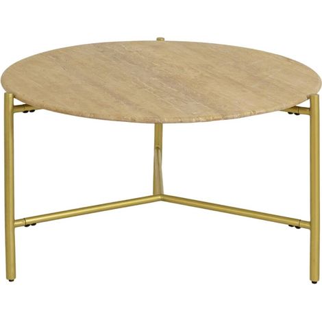 Table basse ronde en marbre et métal doré Cerys (1/5)