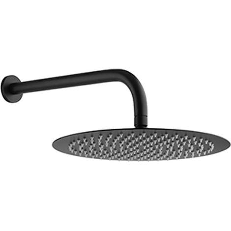Kit doccia nero opaco in set Jacuzzi rubinetteria braccio doccia e soffione ultrapiatto 25 cm diametro (1/5)