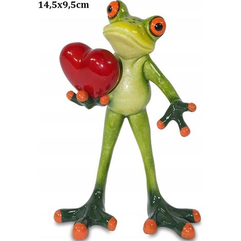 Lustige Deko-Froschfigur mit rotem Herz zum Valentinstag (1/5)