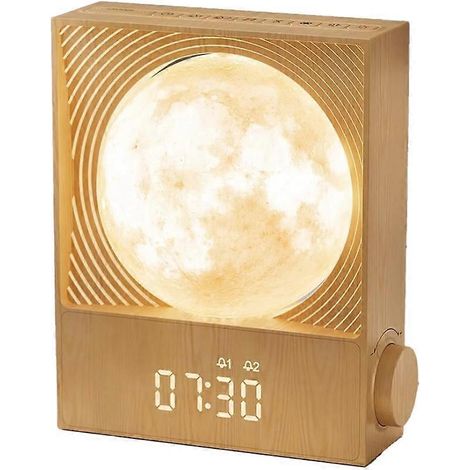 Ce réveil simulateur d'aube est spécialement conçu pour les gros dormeurs et dispose d'une lumière lunaire rotative pour un réveil en douceur. Il fait également office de veilleuse idéale pour la cham (1/5)