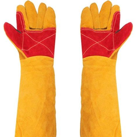 Gants de Soudage Épais avec Manches Extra Longues 61 cm - Résistants à la Chaleur - Pour Travail de Cheminée et Jardinage Coupe (1/5)