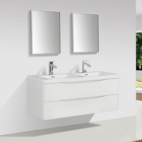 Mueble Lavabo + Lavabo Doble 120 cm MONTADO - Blanco PIACENZA (1/5)