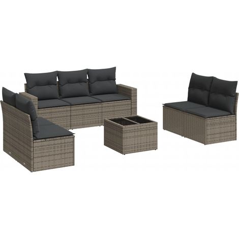 Maison Exclusive - 8-tlg. Garten-Sofagarnitur mit Kissen Grau Pol