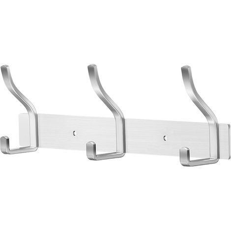 1Pcs Patère Murale, Acier Inoxydable, 3 Crochets, Charge 20kg, Espacement 9,3cm, Pour Salle de Bain Cuisine (1/5)
